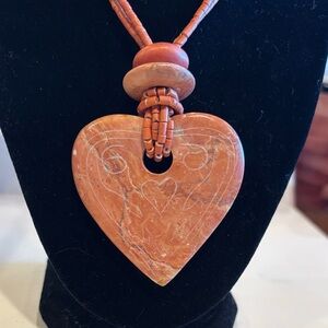 Handcrafted Heart Stone Pendant Necklace.